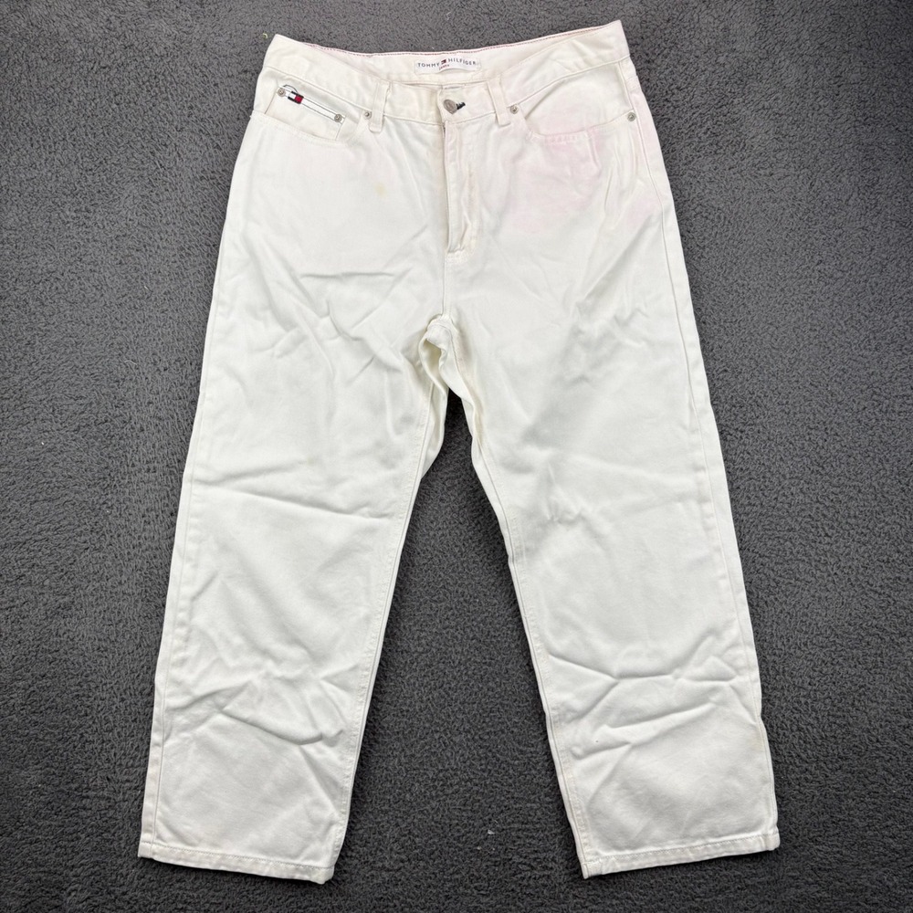 Tommy Hilfiger Womens White Denim Jeans Size 10 Cropped Straight Leg